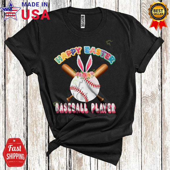 MacnyStore - Happy Easter Baseball Player Cute Cool Easter Day Bunny Ears Sport Player Team Lover T-Shirt
