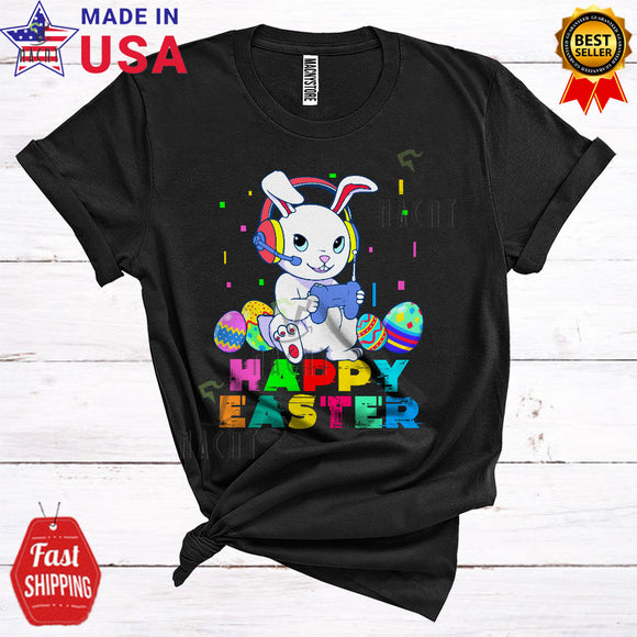 MacnyStore - Happy Easter Cool Cute Easter Day Bunny Playing Games Egg Hunting Gamer Gaming Lover T-Shirt