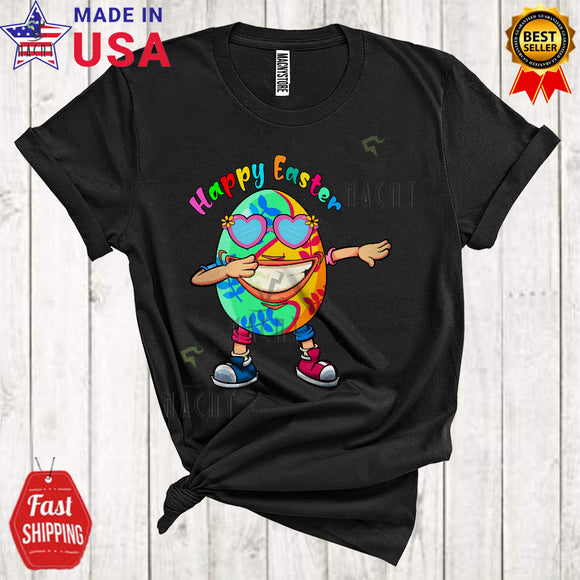 MacnyStore - Happy Easter Cool Cute Easter Day Colorful Egg Dabbing Wearing Sunglasses Lover T-Shirt