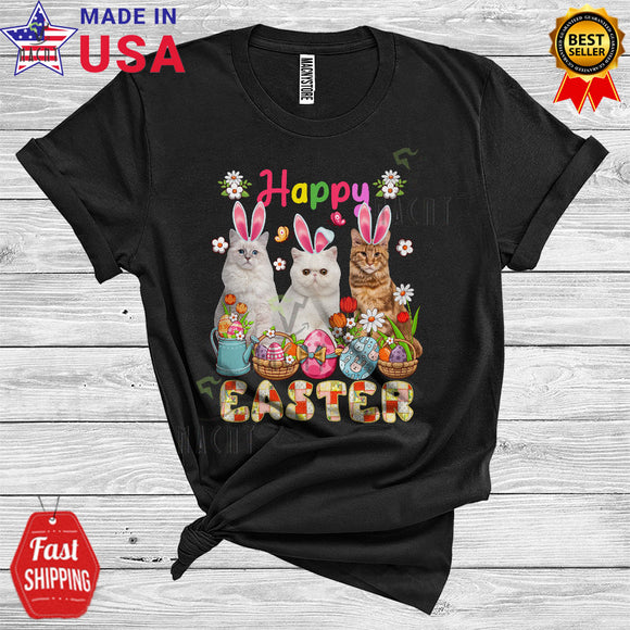 MacnyStore - Happy Easter Cool Cute Easter Day Three Bunny Cat Lover Matching Egg Hunt Group T-Shirt