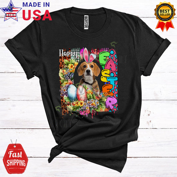 MacnyStore - Happy Easter Cool Cute Flowers Leopard Eggs Hunt Bunny Beagle Lover T-Shirt