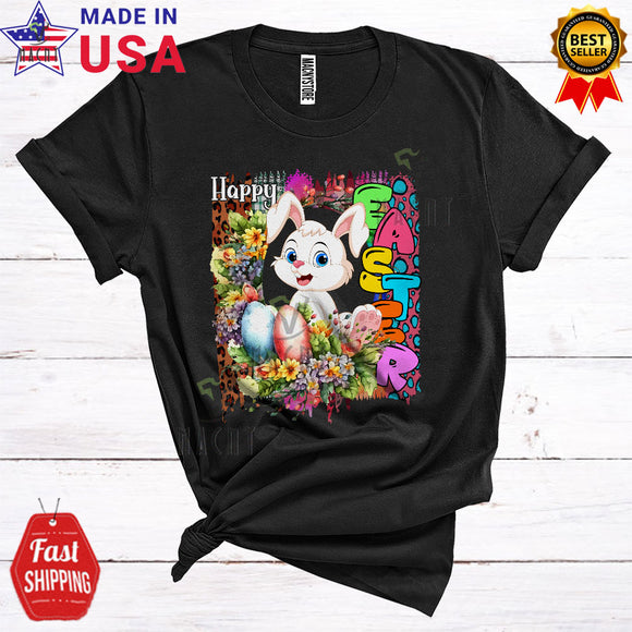 MacnyStore - Happy Easter Cool Cute Flowers Leopard Eggs Hunt Bunny Bunny Lover T-Shirt