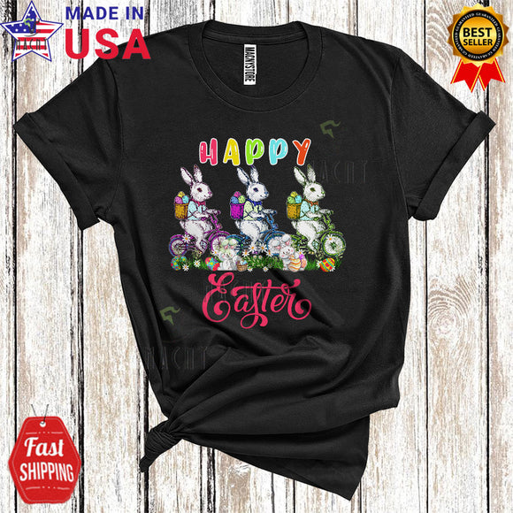 MacnyStore - Happy Easter Cool Funny Egg Hunt Bunny Riding Bicycle Matching Bicycle Lover T-Shirt