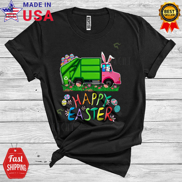 MacnyStore - Happy Easter Cool Funny Egg Hunt Bunny Riding Garbage Matching Garbage Driver Lover T-Shirt