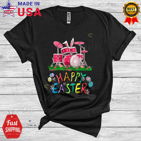 MacnyStore - Happy Easter Cool Funny Egg Hunt Drum Bunny Matching Lover T-Shirt