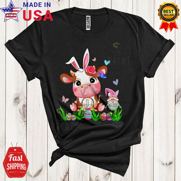 MacnyStore - Happy Easter Cute Cool Easter Day Bunny Cow Gnome Easter Egg Basket Farm Animal Lover T-Shirt