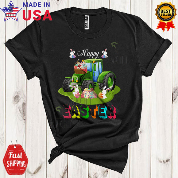MacnyStore - Happy Easter Cute Cool Easter Day Bunny Eggs Hunting Riding Tractor Driver Farmer Lover T-Shirt