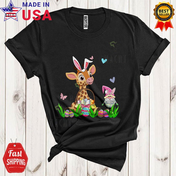 MacnyStore - Happy Easter Cute Cool Easter Day Bunny Giraffe Gnome Easter Egg Basket Wild Animal Lover T-Shirt