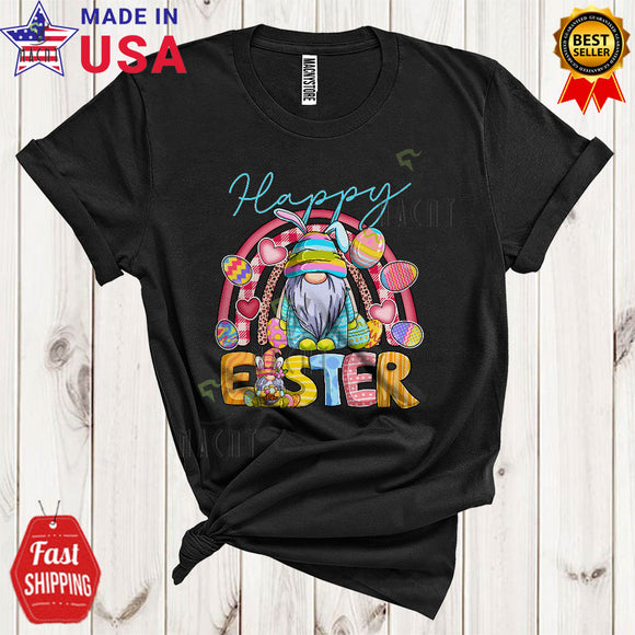 MacnyStore - Happy Easter Cute Cool Easter Day Bunny Gnome Leopard Plaid Rainbow Lover Matching Family Group T-Shirt