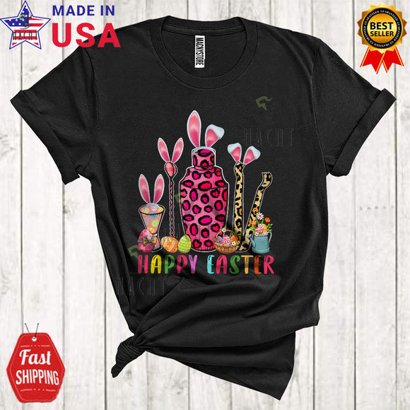 MacnyStore - Happy Easter Cute Cool Easter Day Bunny Leopard Bartender Tools Lover Matching Bartender Group T-Shirt