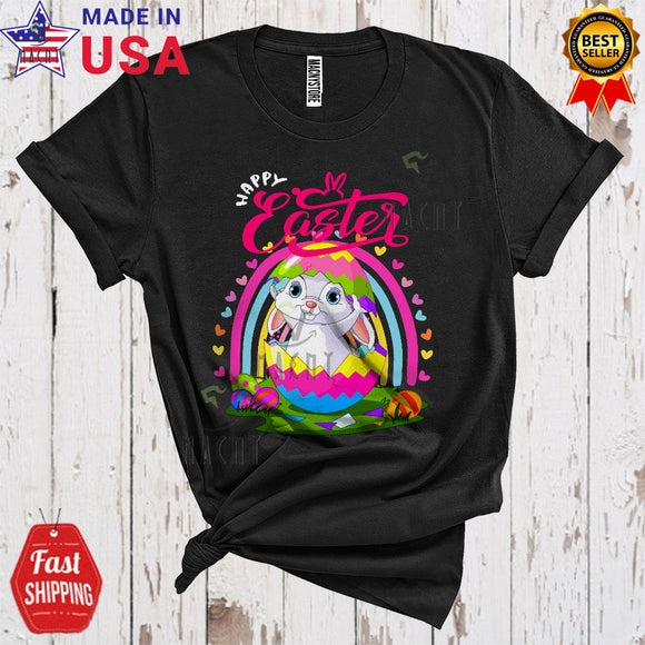 MacnyStore - Happy Easter Cute Cool Easter Day Bunny Rabbit In Easter Egg Rainbow Lover Egg Hunt Group T-Shirt