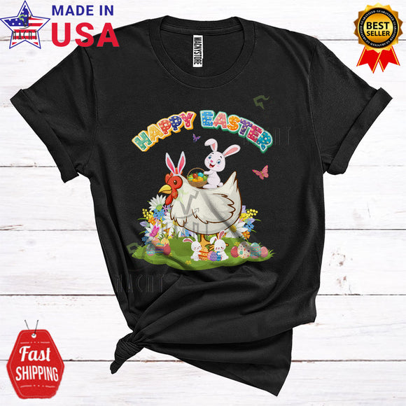 MacnyStore - Happy Easter Cute Cool Easter Day Bunny Riding Chicken Matching Egg Hunt Farmer Lover T-Shirt