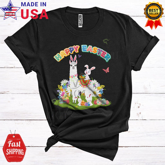 MacnyStore - Happy Easter Cute Cool Easter Day Bunny Riding Llama Matching Egg Hunt Lover T-Shirt