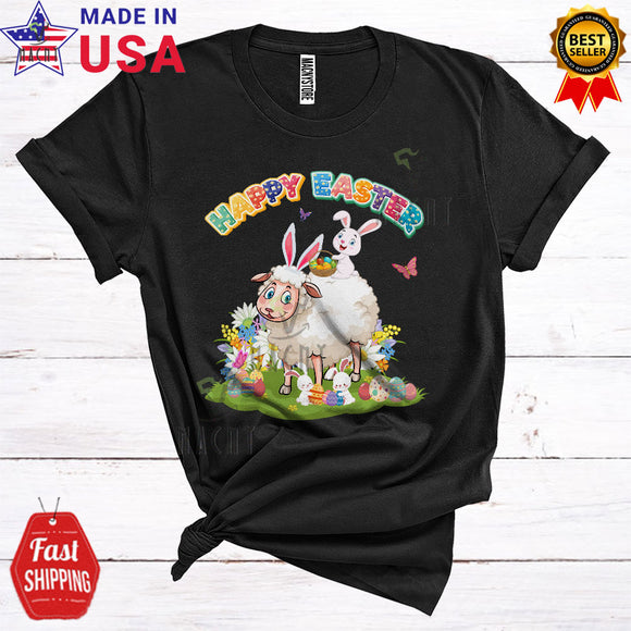 MacnyStore - Happy Easter Cute Cool Easter Day Bunny Riding Sheep Matching Egg Hunt Farmer Lover T-Shirt