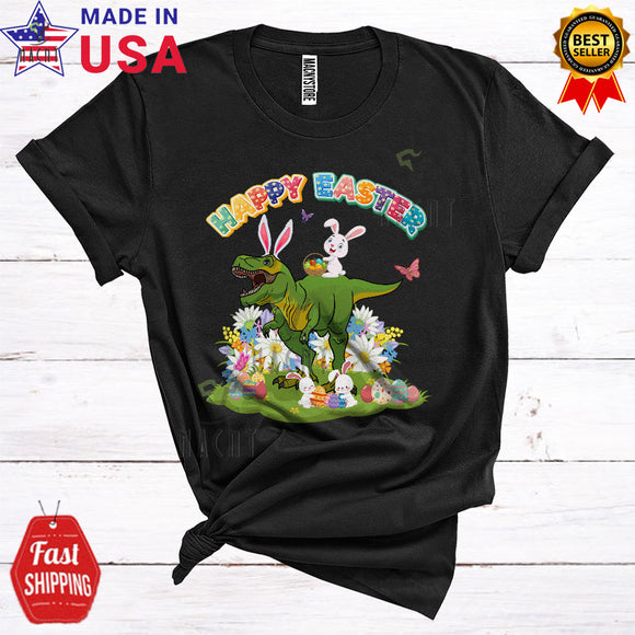 MacnyStore - Happy Easter Cute Cool Easter Day Bunny Riding T-Rex Matching Egg Hunt Dinosaur Lover T-Shirt
