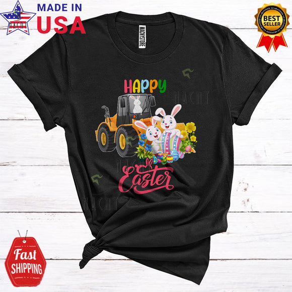 MacnyStore - Happy Easter Cute Cool Easter Day Bunny Squad Riding Crane Truck Hunting Easter Eggs Lover T-Shirt