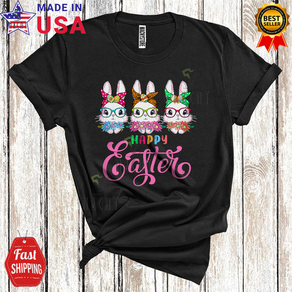 MacnyStore - Happy Easter Cute Cool Easter Day Bunny Wearing Bandana Egg Matching Egg Hunt Family Group T-Shirt
