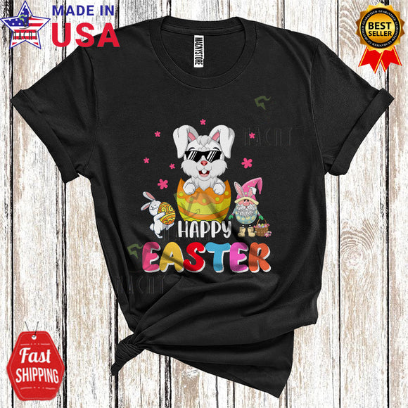 MacnyStore - Happy Easter Cute Cool Easter Day Bunny Wearing Sunglasses In Easter Egg Gnomes Lover T-Shirt