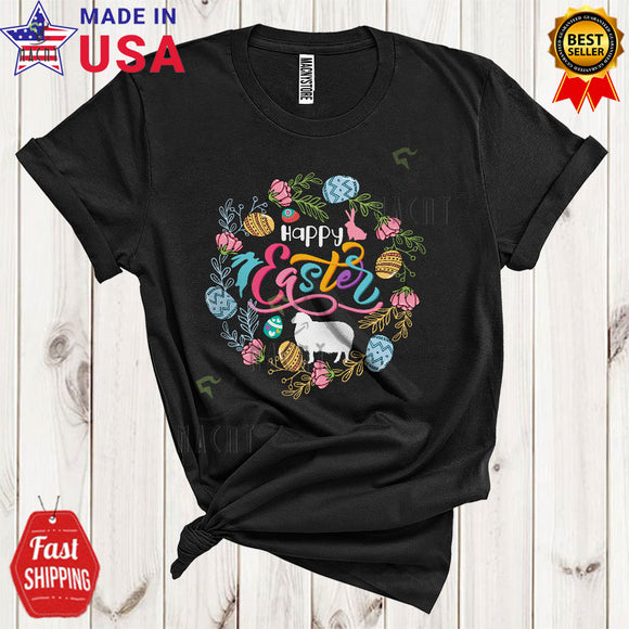 MacnyStore - Happy Easter Cute Cool Easter Day Floral Flowers Circle Easter Egg Hunt Sheep Farmer Lover T-Shirt