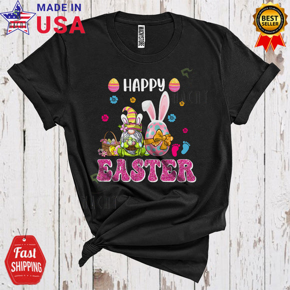 MacnyStore - Happy Easter Cute Cool Easter Day New Baby Pregnant Announcement Bunny Egg Gnome Family T-Shirt