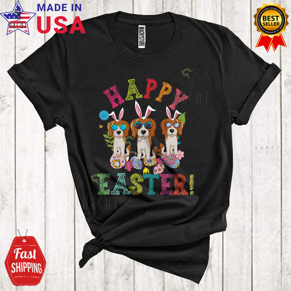 MacnyStore - Happy Easter Cute Cool Easter Day Three Bunny Beagles Hunting Easter Eggs Lover T-Shirt