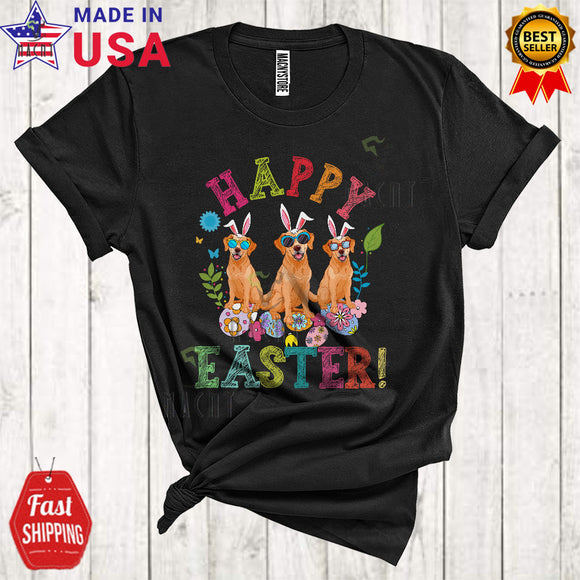MacnyStore - Happy Easter Cute Cool Easter Day Three Bunny Labrador Retrievers Hunting Easter Eggs Lover T-Shirt