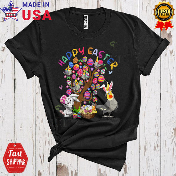 MacnyStore - Happy Easter Cute Cool Easter Egg Tree Bunny Cockatiel Bird Lover Matching Egg Hunt Group T-Shirt