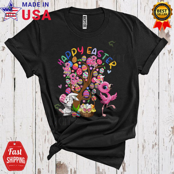 MacnyStore - Happy Easter Cute Cool Easter Egg Tree Bunny Flamingo Lover Matching Egg Hunt Group T-Shirt