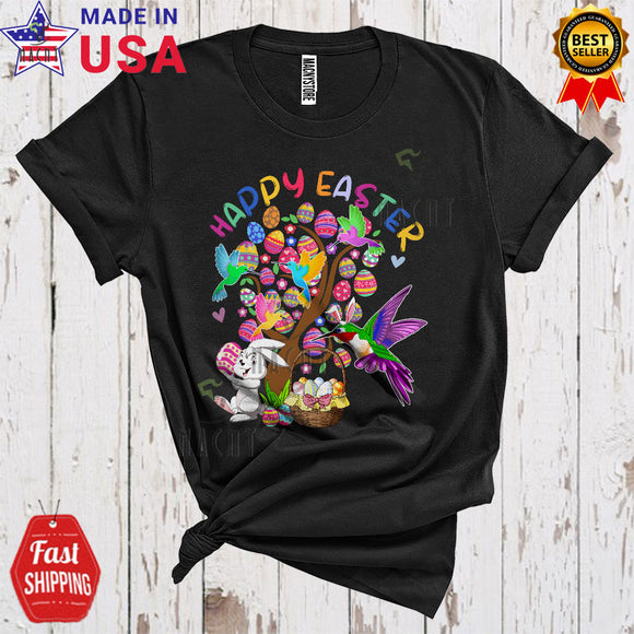 MacnyStore - Happy Easter Cute Cool Easter Egg Tree Bunny Hummingbird Bird Lover Matching Egg Hunt Group T-Shirt