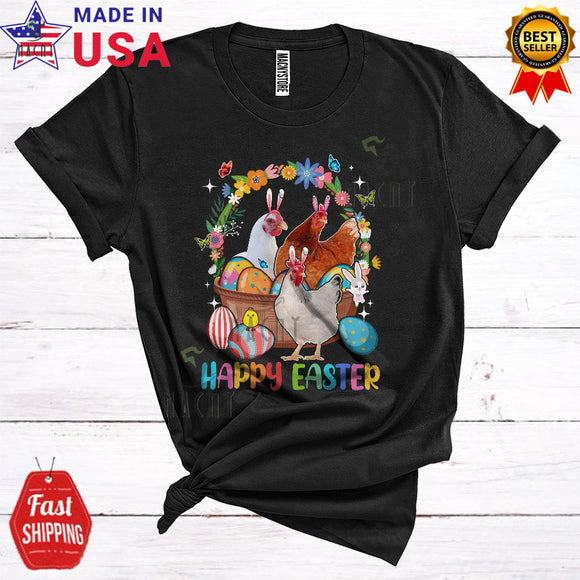 MacnyStore - Happy Easter Cute Funny Easter Day Bunny Chickens In Easter Egg Basket Farmer Lover T-Shirt