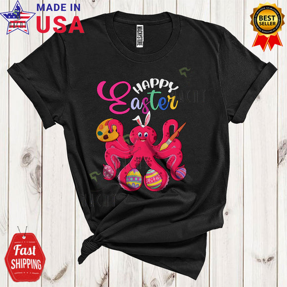 MacnyStore - Happy Easter Cute Funny Easter Day Bunny Octopus Painting Colorful Easter Eggs Sea Animal Lover T-Shirt