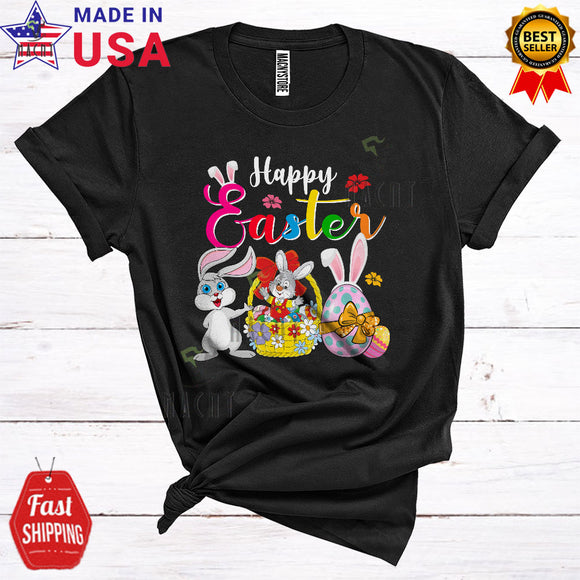 MacnyStore - Happy Easter Cute Funny Easter Day Bunny With Easter Eggs Basket Lover Matching Family Group T-Shirt
