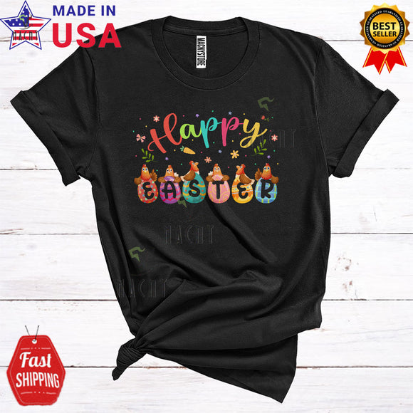 MacnyStore - Happy Easter Cute Funny Easter Day Chickens Squad With Easter Eggs Hunt Farm Animal Farmer Lover T-Shirt