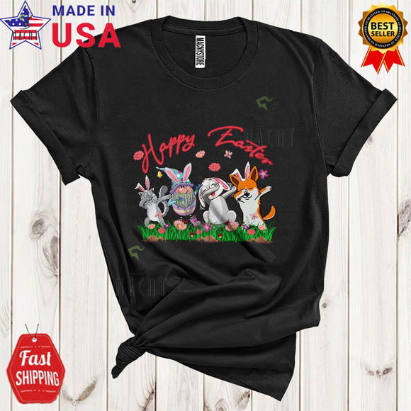 MacnyStore - Happy Easter Cute Funny Easter Day Dabbing Bunny Gnome Cat Corgi Animal Matching Family Group T-Shirt