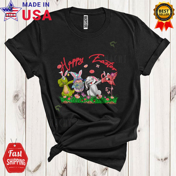 MacnyStore - Happy Easter Cute Funny Easter Day Dabbing Bunny Gnome T-Rex Flamingo Lover Matching Family Group T-Shirt