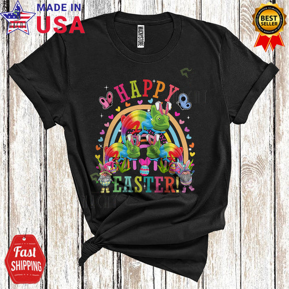 MacnyStore - Happy Easter Cute Funny Easter Rainbow Gnomes Three Bunny Chameleons Matching Animal Lover T-Shirt