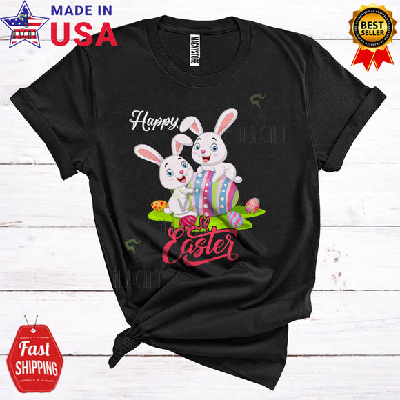 MacnyStore - Happy Easter Cute Funny Easter Two Bunnies Holding Hunting Easter Eggs Matching Easter Egg Hunt Group T-Shirt