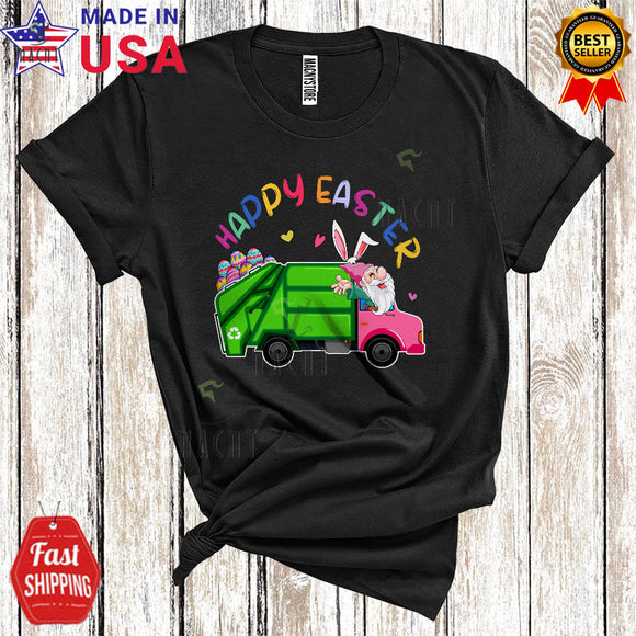 MacnyStore - Happy Easter Day Cute Funny Easter Day Gnome Riding Garbage Truck Flowers Egg Hunt Lover T-Shirt