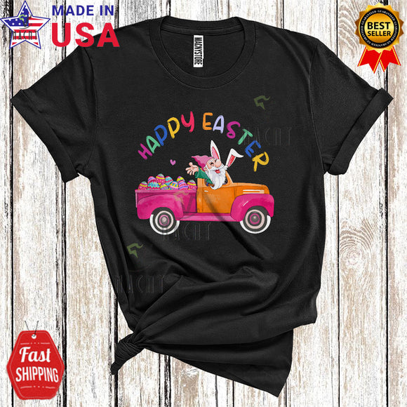 MacnyStore - Happy Easter Day Cute Funny Easter Day Gnome Riding Pickup Truck Flowers Egg Hunt Lover T-Shirt