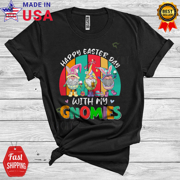 MacnyStore - Happy Easter Day With My Gnomies Cute Funny Easter Day Three Gnomes Drinking Drunk T-Shirt