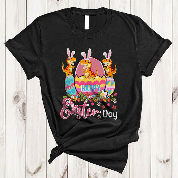 MacnyStore - Happy Easter Day, Adorable Easter T-Rex Inside Easter Eggs, Dinosaur Lover Egg Hunt Group T-Shirt