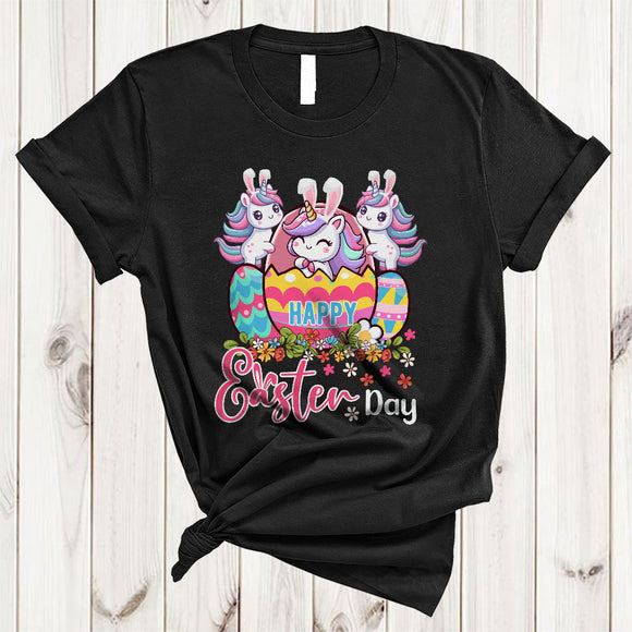 MacnyStore - Happy Easter Day, Adorable Easter Unicorn Inside Easter Eggs, Unicorn Lover Egg Hunt Group T-Shirt