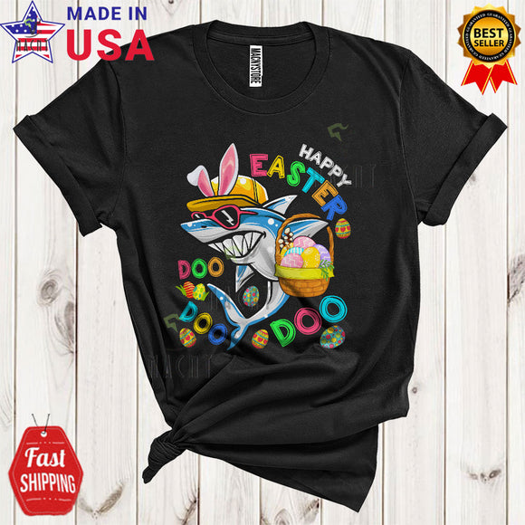 MacnyStore - Happy Easter Doo Cute Cool Easter Day Bunny Shark Hunting Eggs Matching Family Lover T-Shirt