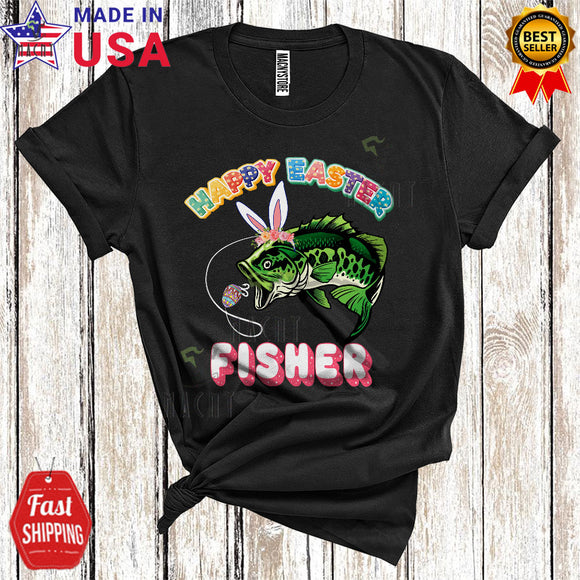 MacnyStore - Happy Easter Fisher Cute Cool Easter Day Bunny Ears Fish Fishing Fisher Lover T-Shirt