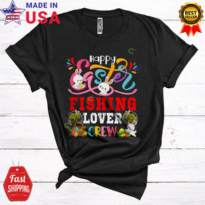 MacnyStore - Happy Easter Fishing Lover Crew Cute Cool Easter Day Bunny Fishing Fisher Family Group T-Shirt