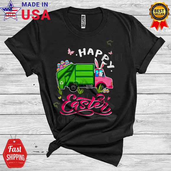 MacnyStore - Happy Easter Funny Cute Easter Day Bunny Riding Garbage Truck Driver Egg Hunt Lover T-Shirt