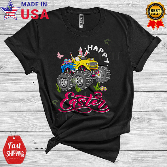 MacnyStore - Happy Easter Funny Cute Easter Day Bunny Riding Monster Truck Driver Egg Hunt Lover T-Shirt
