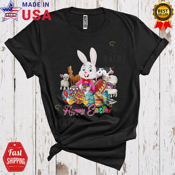 MacnyStore - Happy Easter Funny Cute Easter Day Bunny Sheep Cow Farm Animals Hunting Eggs Lover T-Shirt