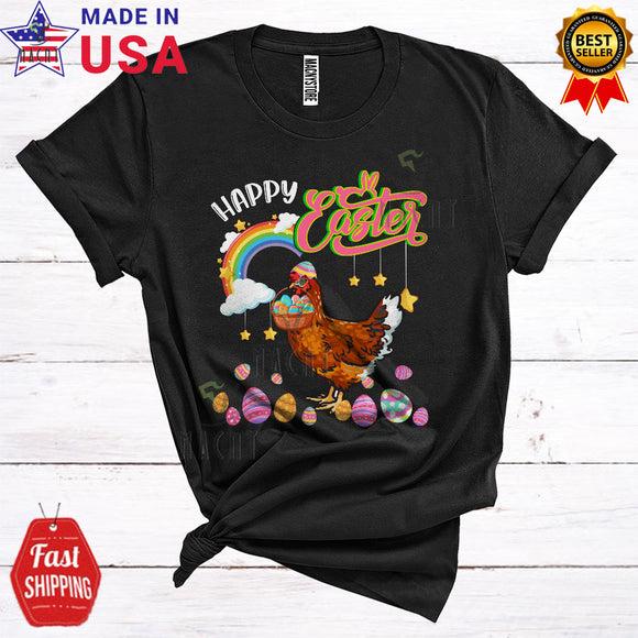 MacnyStore - Happy Easter Funny Cute Easter Day Chicken Hunting Easter Egg Farmer Rainbow Lover T-Shirt