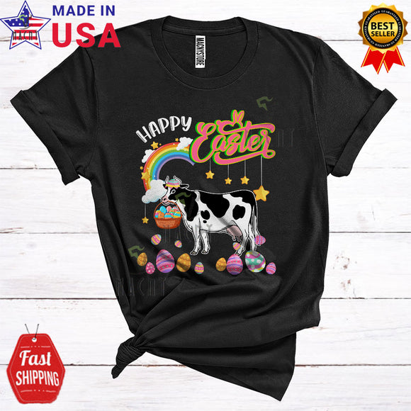 MacnyStore - Happy Easter Funny Cute Easter Day Cow Hunting Easter Egg Farmer Rainbow Lover T-Shirt